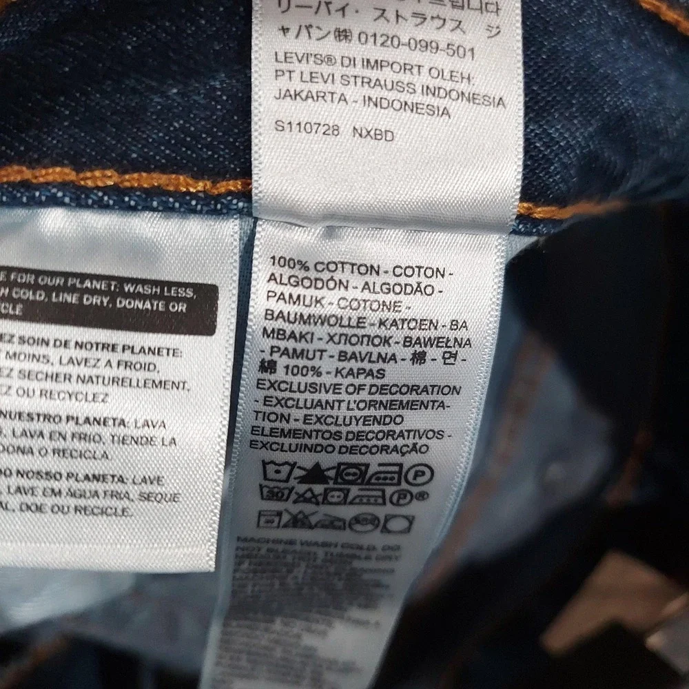 Levis 505 Regular Jeans Mens 46x28 Blue Dark Wash Straight 100% Cotton Denim